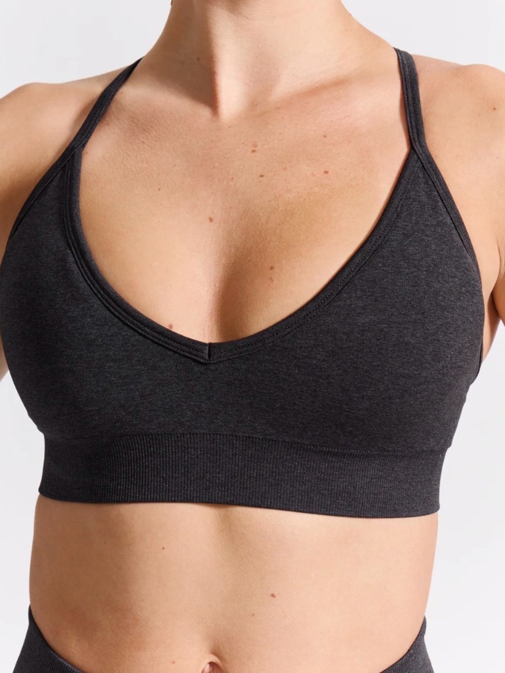 BuffBunny Charcoal Seamless Plunge Sports Bra